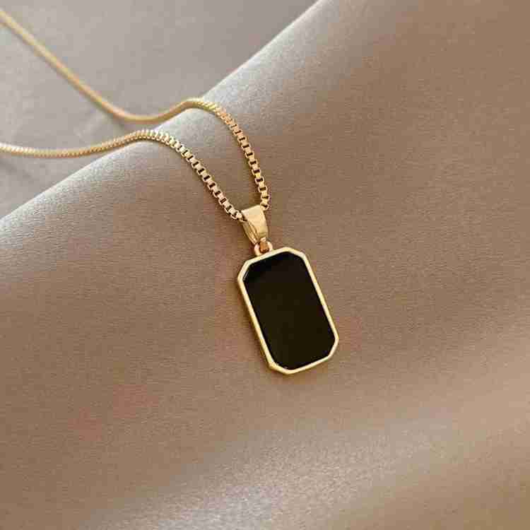 Double Sided Black & White Stainless Steel Pendant Necklace