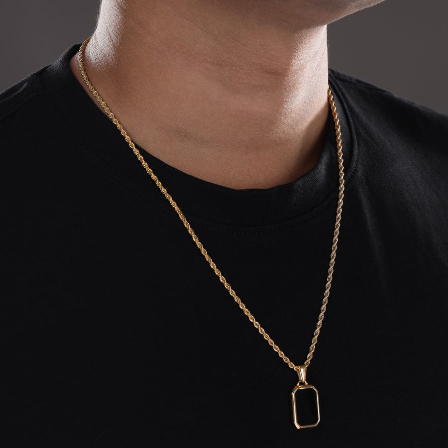Double Sided Black & White Stainless Steel Pendant Necklace